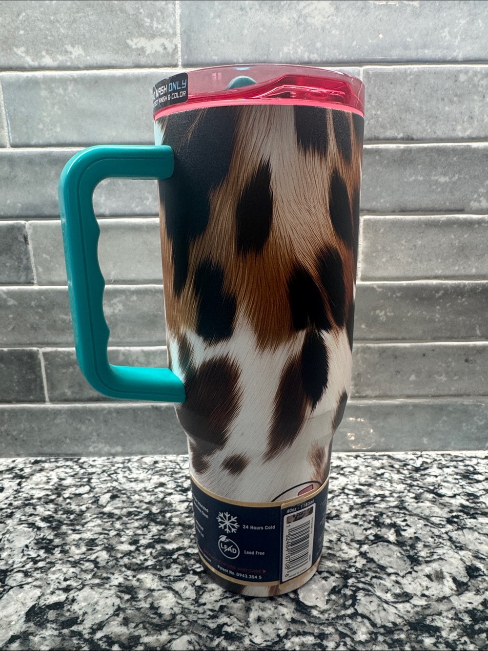 Buc-ee’s Texas Cowhide 40 oz Yukon Outfitters Tumbler with Handle - Picture 3 of 11